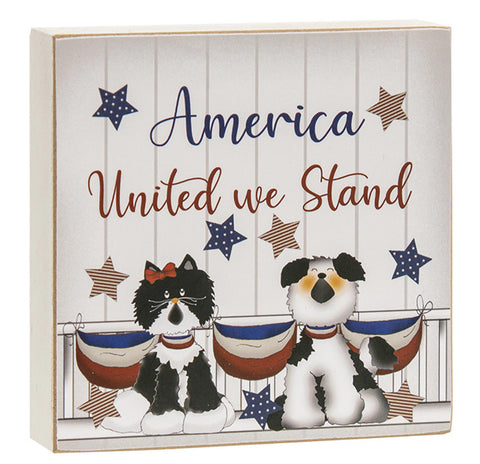 G36091 America United we Stand wood block