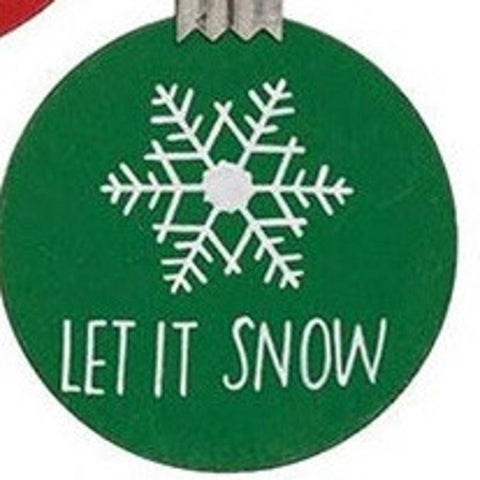 GEAS4321 Let It Snow wood round ornament