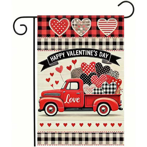 RN11317698 Double Sided Love Heart Garden Flag | Polyester Cute Truck