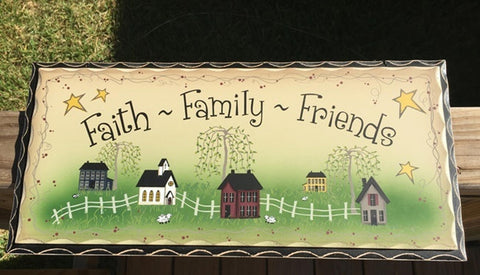 2481 - Faith Family Friends Wood Hanging Sign