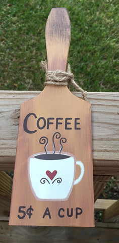 BP205 Coffee 5 cents a Cup Wood Paddle