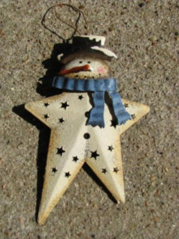 Metal Christmas Ornament OR-349 Snowman Blue Scarf