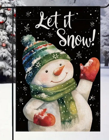 RM199736  'Let It Snow' Double-Sided Linen Garden Flag