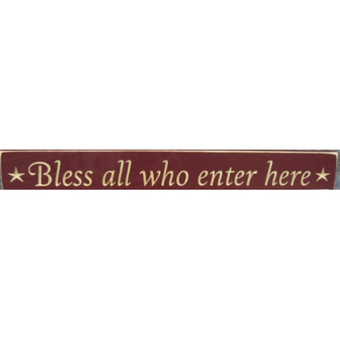 Primitive Engraved Wood Block Bless All Who Enter Here