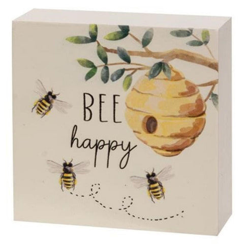 G91006 Bee Happy Beehive wood Box Sign