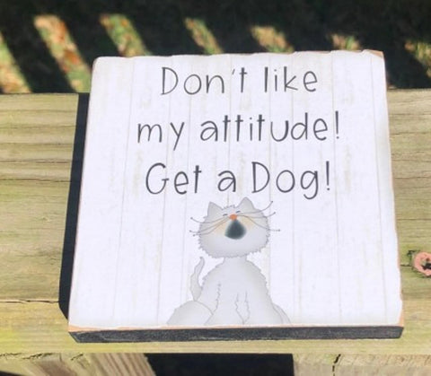 G34808 Cat Attitude wood block