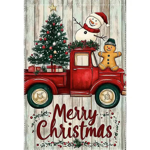 LP11045479 Merry Christmas Garden Flag | Featuring Red Truck, Christmas Tree,