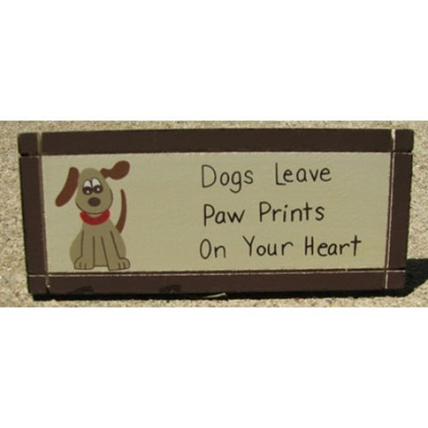 DS-17 Dog leaves Pawprints on our hearts wood wedged sign
