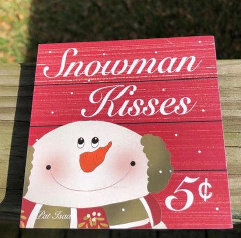 34189SK - Snowman Kisses Wood Block