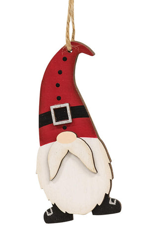 Santa Gnome wood ornament