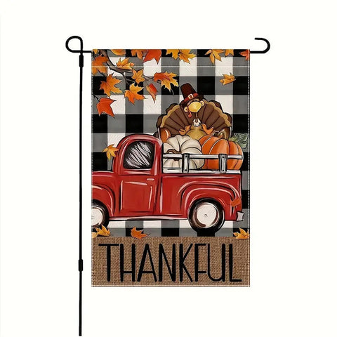XG137890 thankful autumn pumpkin maple leaf double sided garden flag
