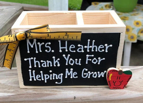 Teacher Gifts  2777D  (Teachers Name) Thank you for Helping me Grow Supply Wood