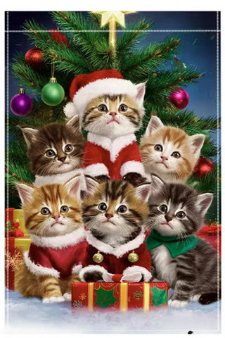 QN8262371 Christmas Kitten Santa Claus Garden Flag, Merry Christmas