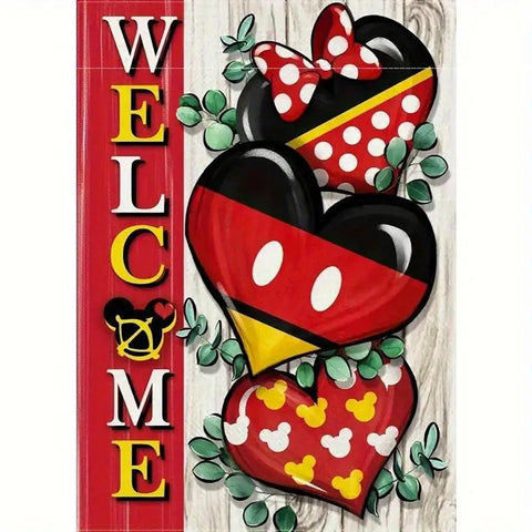 BH2045512 Mickey & Minnie Mouse Double Sided Garden Flag - Durable Polyester