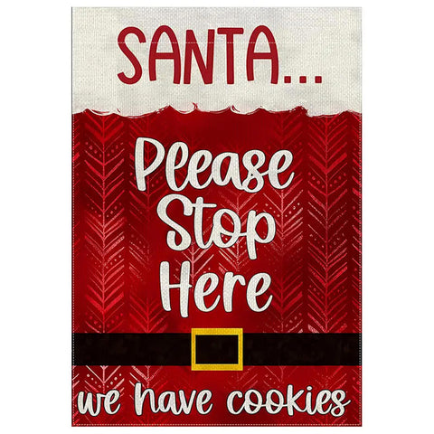 YR182797 Christmas Garden Flag - Double-Sided Santa Stop Here