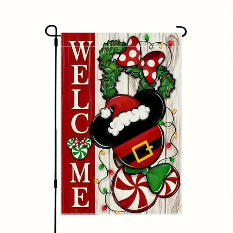 RV199900 Christmas Garden Flag - Santa Candy Cane Wreath, Double-Sided