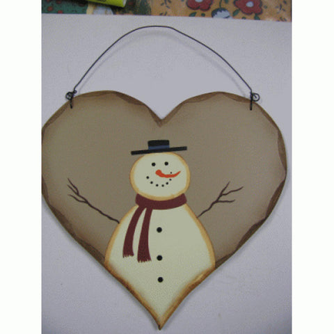 HP27 - Snowman on wood heart