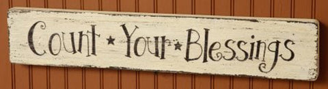 8W1439 Count Your Blessings primitive wood Sign