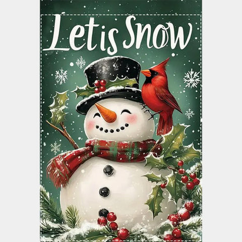 VA408420  Winter land Snowman and Cardinal Double-Sided Polyester Garden Flag,
