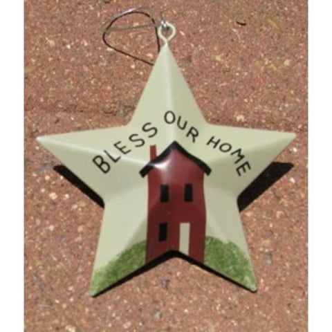 OR-216 Bless our Home Metal Star Christmas Ornament