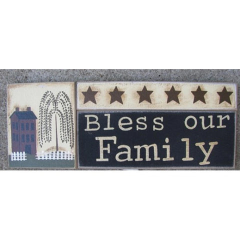 GJHA0555B-Bless our Family Wood Block
