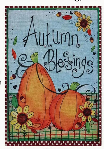 LN221839 Autumn Blessings Pumpkin Garden Flag, Double-Sided Yard Decor