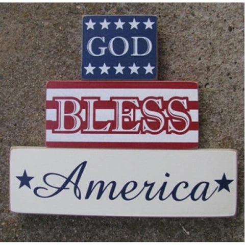 11539E - God Bless America set of 3 blocks