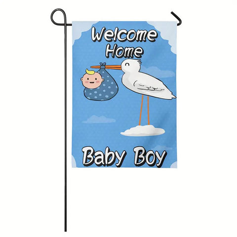 Polyester Welcome Home Garden Flag, " Baby Boy"