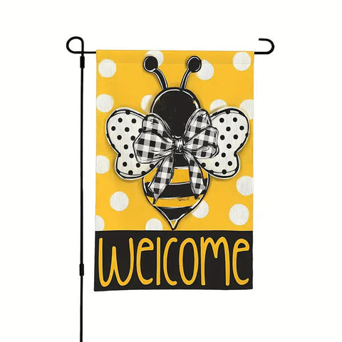 CU3715206 Welcome Bee polyester double sided garden flag