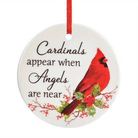 YF183785 Ceramic Mini Cardinals appear when Angels are near ornament
