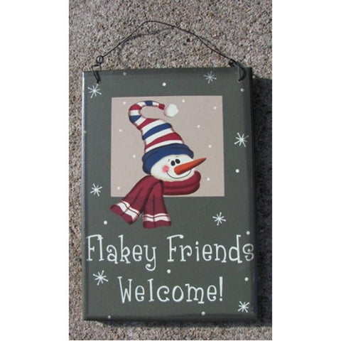Snowman Wood Sign 8303G - Flakey Friends Welcome
