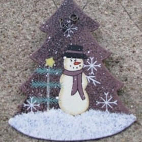 1102 - Metal Tree Snowman Ornament