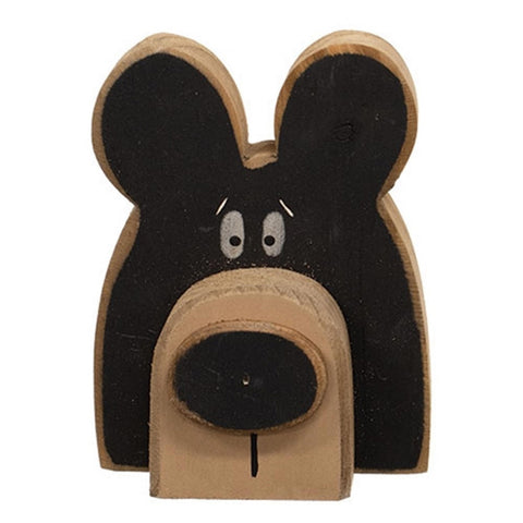 GBH52 Distressed Wooden Bear Head Sitter