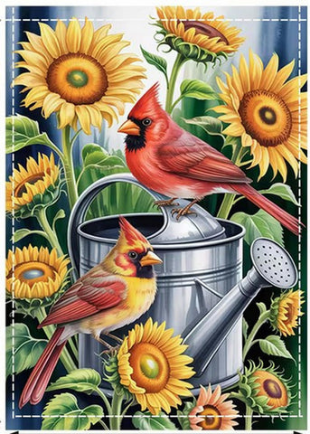 GH10675155 Cardinals and Sunflowers  Double-sided, washable polyester garden