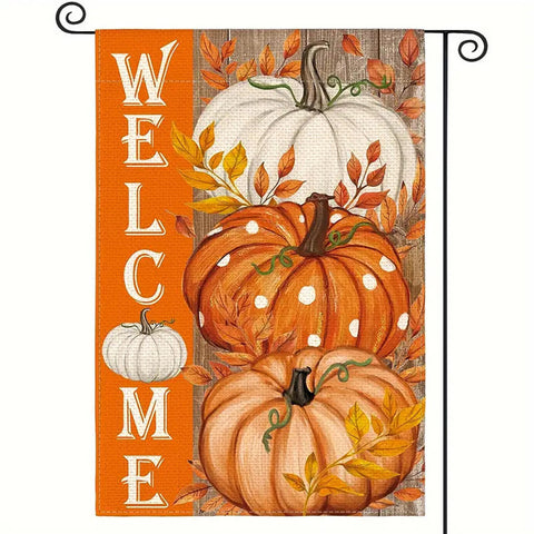 CT163132  Double-sided Welcome Pumpkin Garden Flag, linen