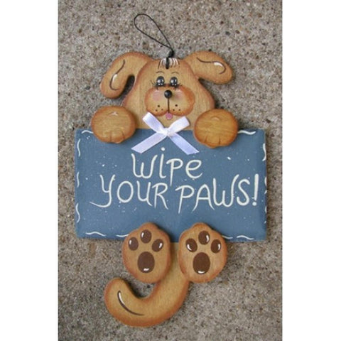 Wood Dog Sign 2033 Wipe Your Paws Dog Hand Painted