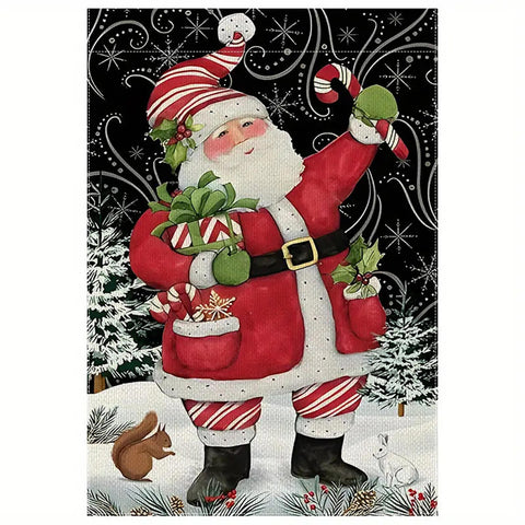 GU276054 Santa Claus Garden Flag - Double-Sided Christmas Candy Cane