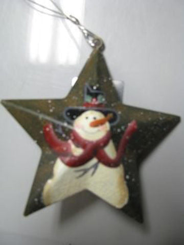 OR201 - Snowman Metal Red Scarf Christmas Ornament