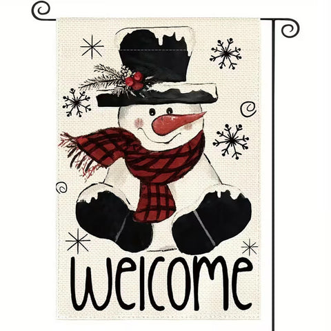 DM2070916 Double-Sided  Christmas Winter Garden Flag - Snowman & Snowflake