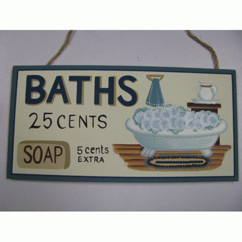 P15 - Baths 5 cents wood sign