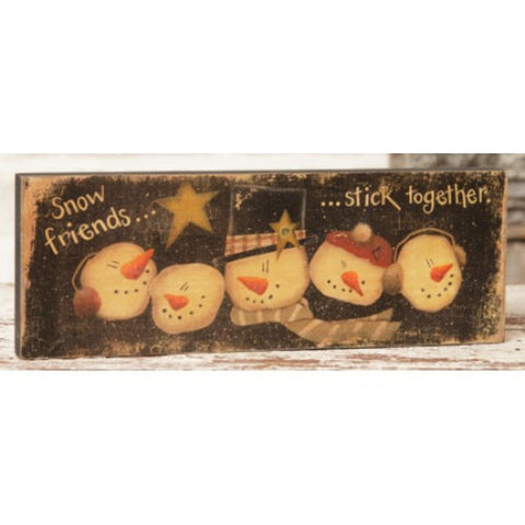 7W1410bm SnowFriends Stick Together wood block