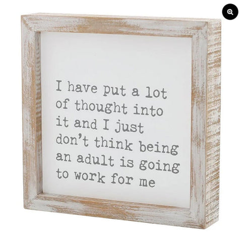 CA-3692 - Being An Adult Framed  wood Sign