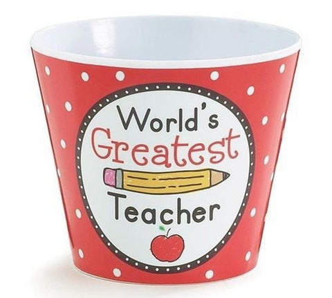 Teacher Gifts 1354303 Worlds Greatest Teacher Plastic Pot