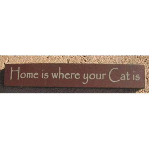 Primitive Wood MINI Block 32316HM - Home is Where Your Cat Is