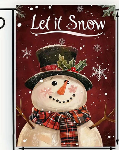 DX196763  Let It Snow Snowman Garden Flag - Double-Sided, Waterproof Polyester