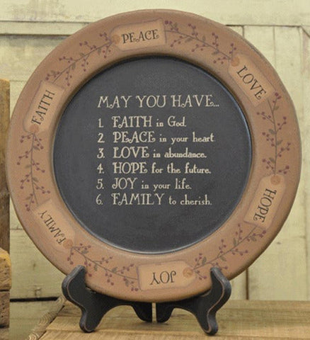 31499- May You have Tag & Berry Plate Wood Primitive Plate