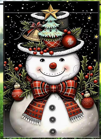 FH6397094   Snowman Christmas Garden Flag with Bell, Star & Ball Double-Sided