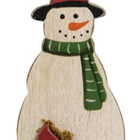 35699 Snowman w/Cardinal & Tophat Wooden Ornament