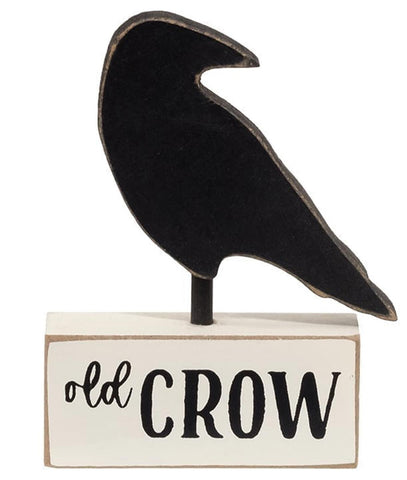 G37677 Wood Old Crow on Base Sitter