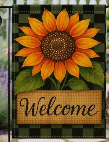 UB5739046 Double-Sided Sunflower Garden Flag Vibrant Yellow & Green